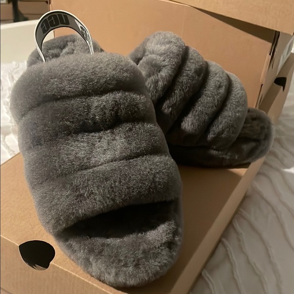 UGG Other - UGG Charcoal Fluffy Slippers